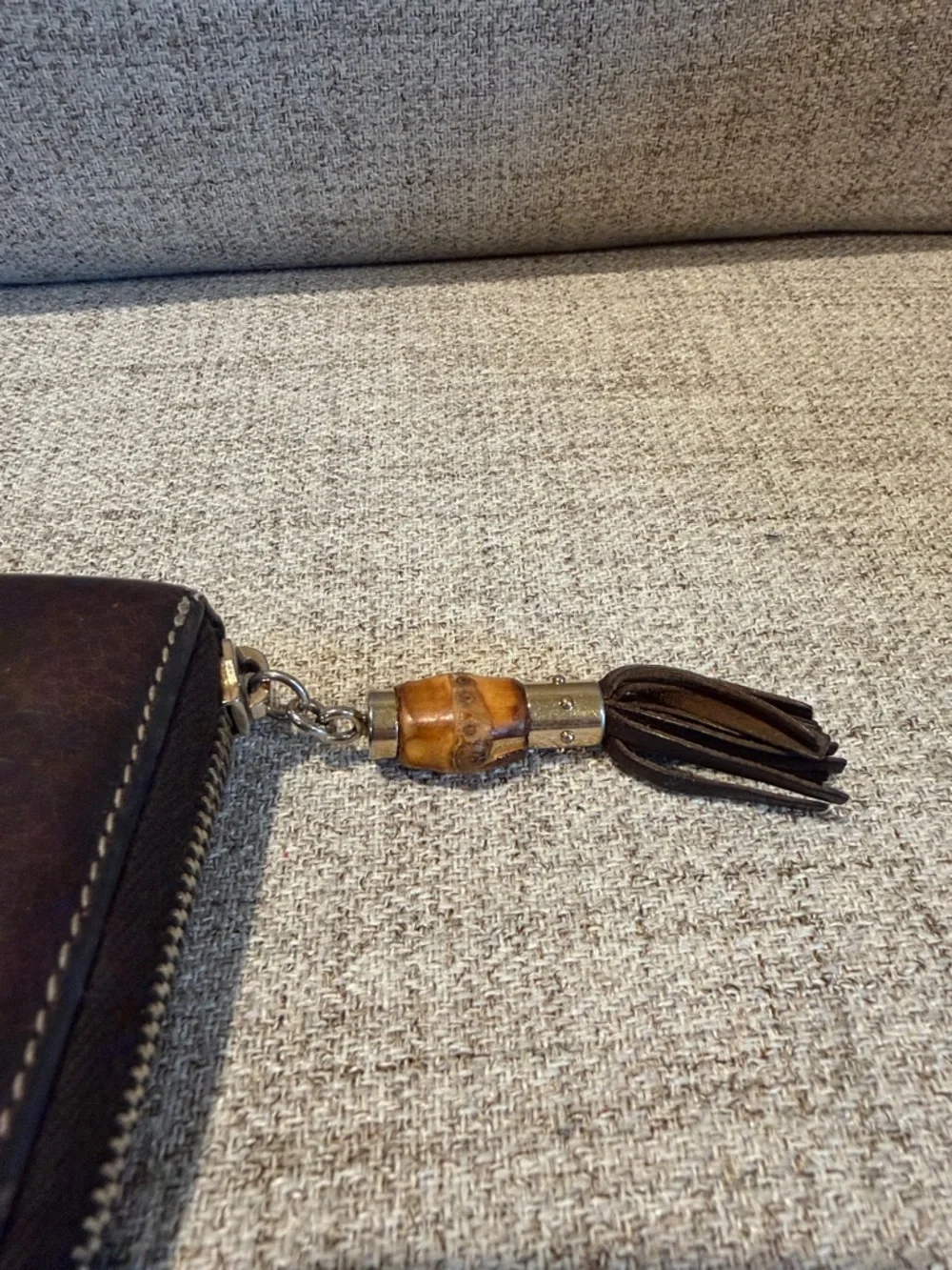 GUCCI Bamboo Tassel Ssima GG Logo Leather Zip Around Long Wallet - Picture 7 of 14